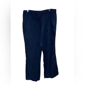Allen Allen Navy Drawstring Wide-Leg Pants